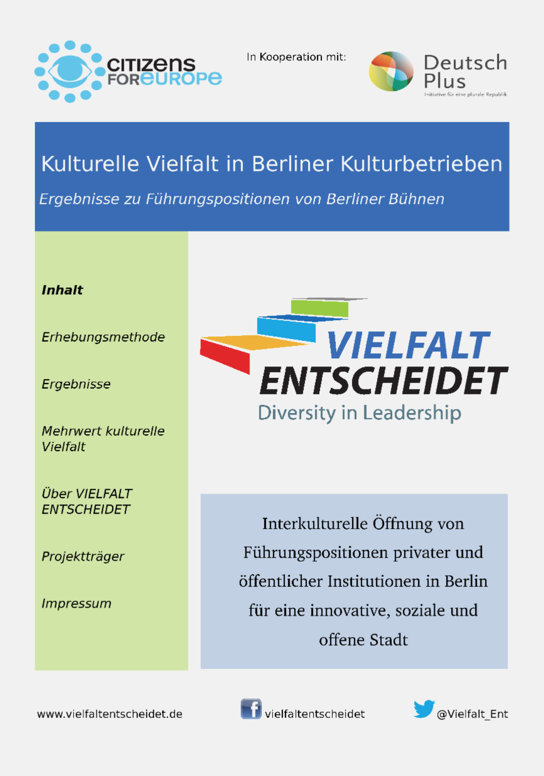 Titelseite Kulturelle Vielfalt in Berliner Kulturbetrieben